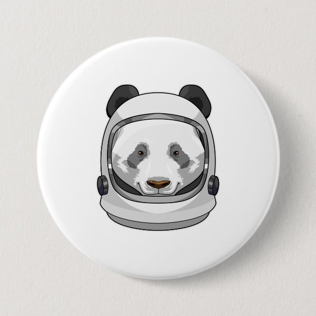 Chapa Redonda De 7 Cm Panda como astronauta con casco (Anverso)