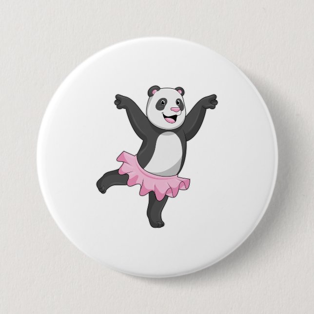 Chapa Redonda De 7 Cm Panda como Ballerina en el ballet (Anverso)
