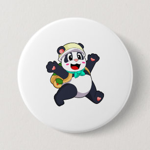 Chapa Redonda De 7 Cm Panda como estudiante