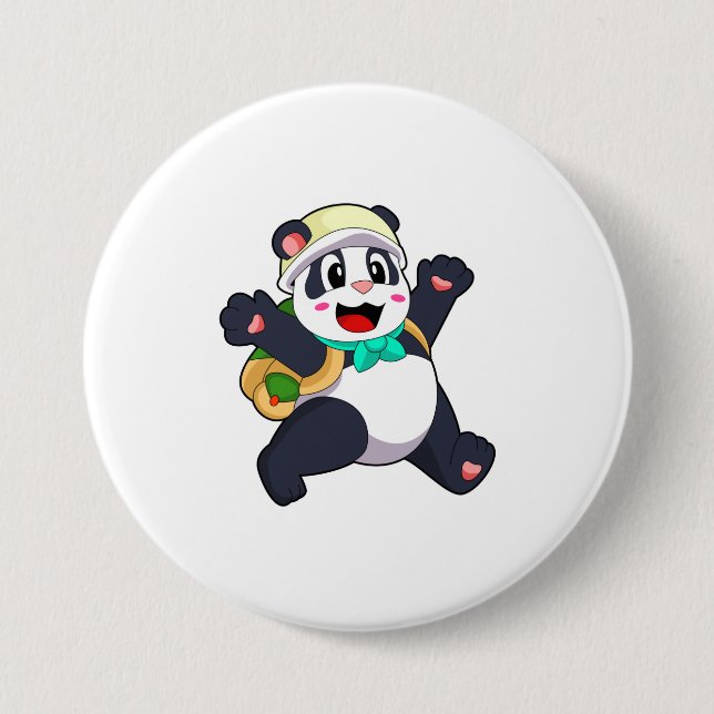 Chapa Redonda De 7 Cm Panda como estudiante (Anverso)