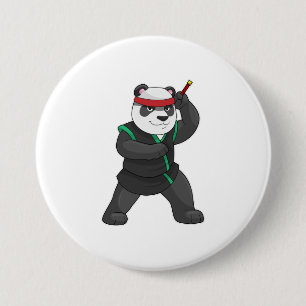 Chapa Redonda De 7 Cm Panda como Ninja en disfraz