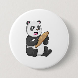Chapa Redonda De 7 Cm Panda como panadero con pan