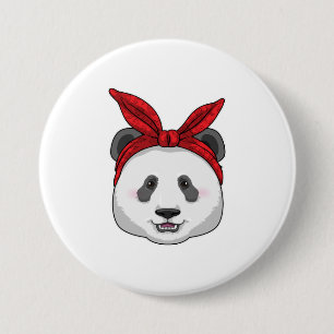 Chapa Redonda De 7 Cm Panda con Bandana