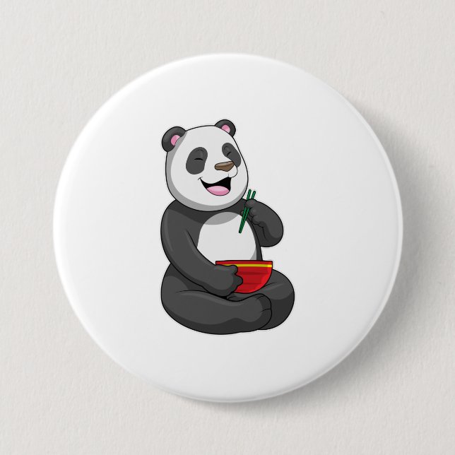 Chapa Redonda De 7 Cm Panda con Bowl Ramen (Anverso)