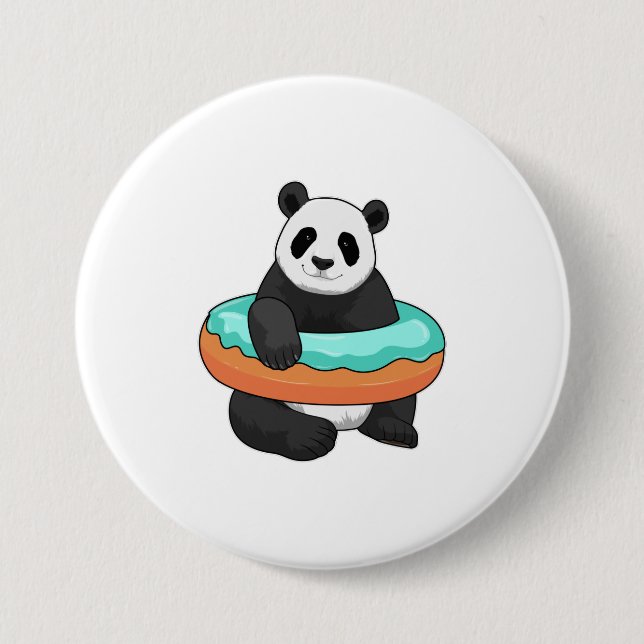 Chapa Redonda De 7 Cm Panda con Donut (Anverso)