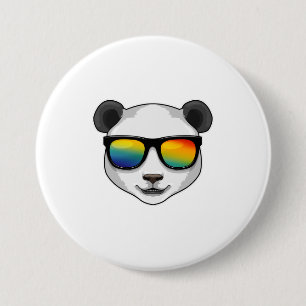 Chapa Redonda De 7 Cm Panda con gafas de sol