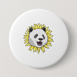 Chapa Redonda De 7 Cm Panda con girasol