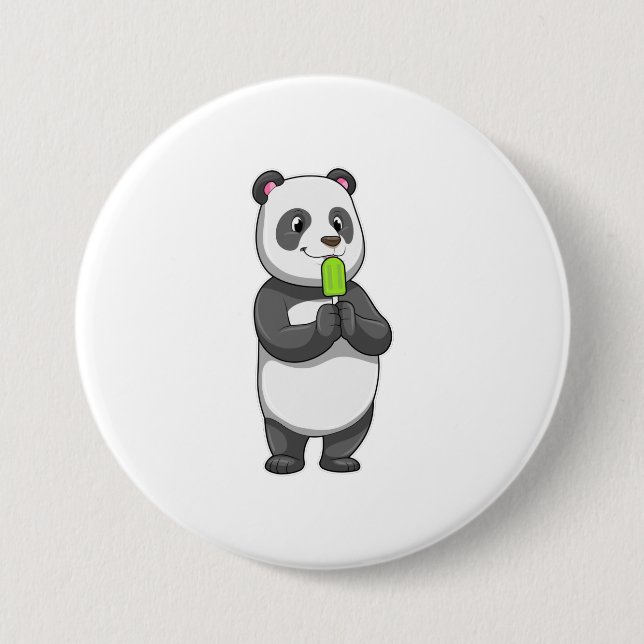 Chapa Redonda De 7 Cm Panda con Popsicle (Anverso)