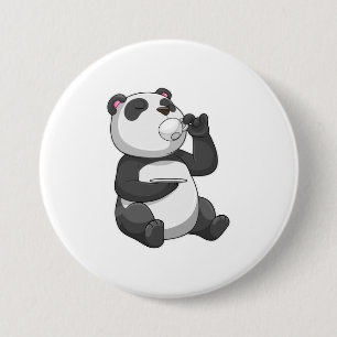 Chapa Redonda De 7 Cm Panda con Tea Cup