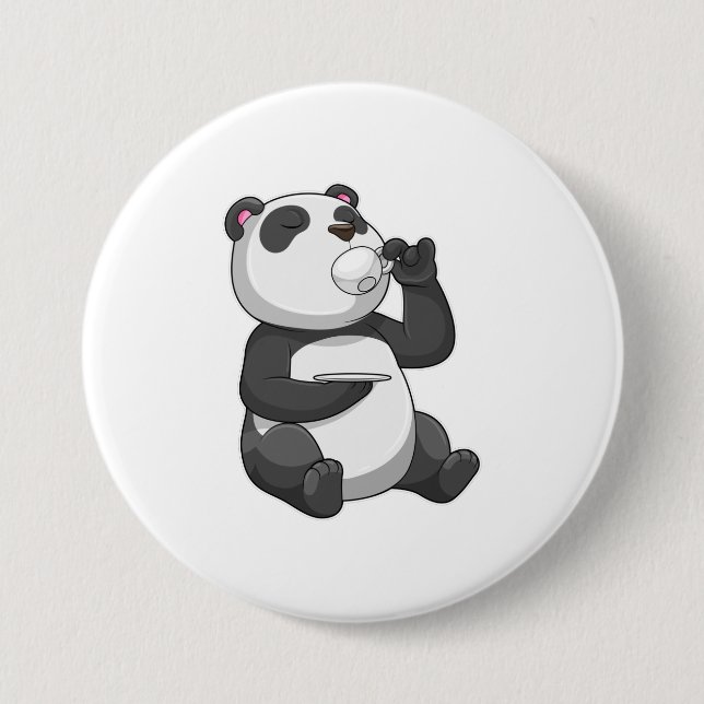 Chapa Redonda De 7 Cm Panda con Tea Cup (Anverso)