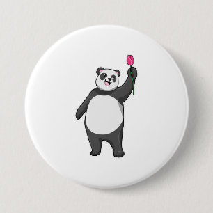 Chapa Redonda De 7 Cm Panda con Tulip