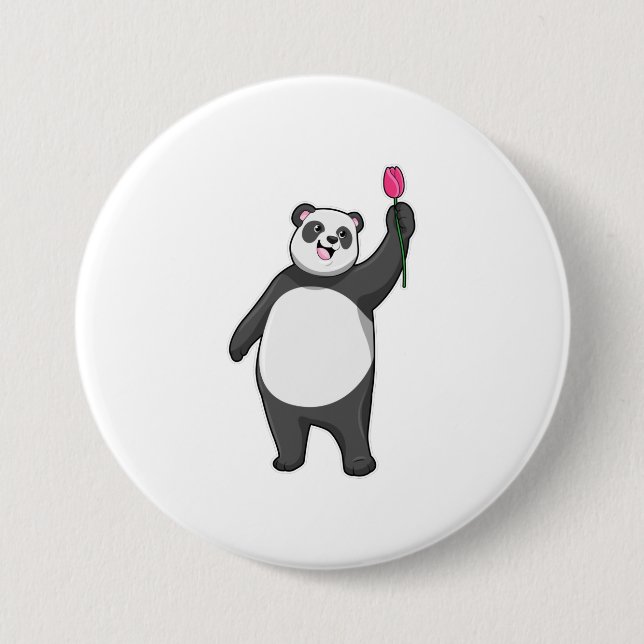 Chapa Redonda De 7 Cm Panda con Tulip (Anverso)