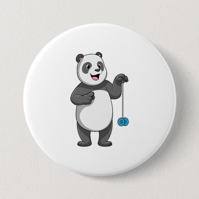 Chapa Redonda De 7 Cm Panda con Yo-yo (Anverso)