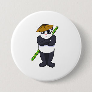 Chapa Redonda De 7 Cm Panda en el Stick contra las artes marciales.