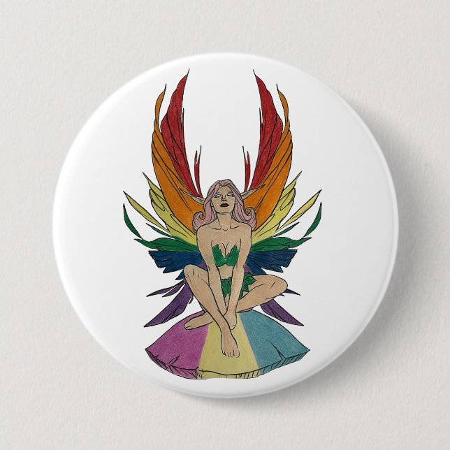 Chapa Redonda De 7 Cm Pansexual Faerie (Anverso)