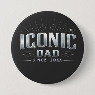 Chapa Redonda De 7 Cm Papá Icónico Personalizado Desde 20XX Tipografía P