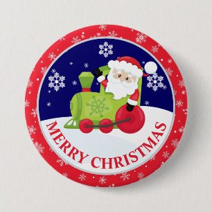 Chapa Redonda De 7 Cm Papá Noel lindo y escena nevada de Navidad