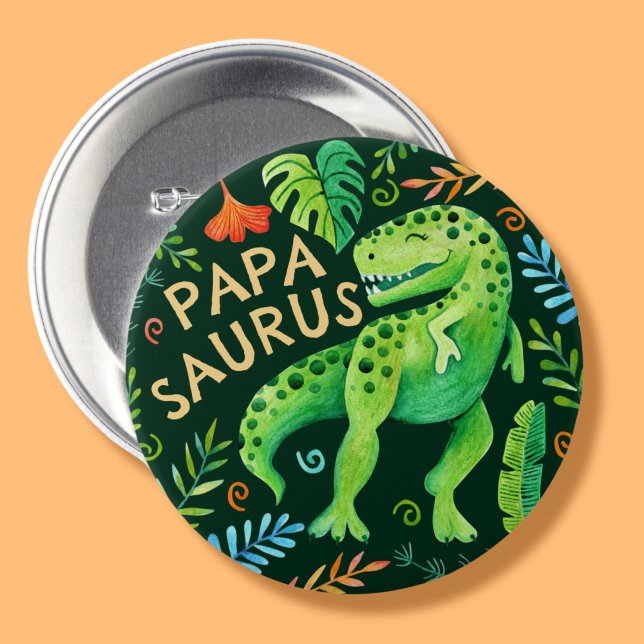 Chapa Redonda De 7 Cm Papasaurus Dinosaur Dad of the Birthday Boy (Papasaurus Dinosaur Dad of the Birthday Boy Button)