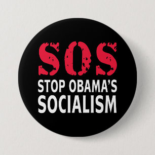 Chapa Redonda De 7 Cm Pare el socialismo de Obama - SOS