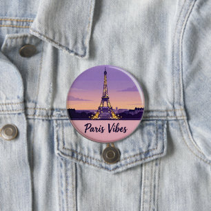 Chapa Redonda De 7 Cm Paris Vibes Travel Pin – Torre Eiffel Romántica