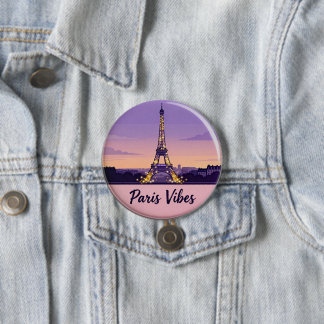 Chapa Redonda De 7 Cm Paris Vibes Travel Pin – Torre Eiffel Romántica