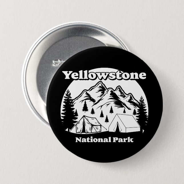 Chapa Redonda De 7 Cm Parque nacional Yellowstone (Anverso y reverso)