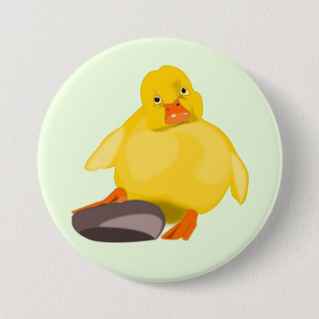 Chapa Redonda De 7 Cm Pato Amarillo Lindo (Anverso)