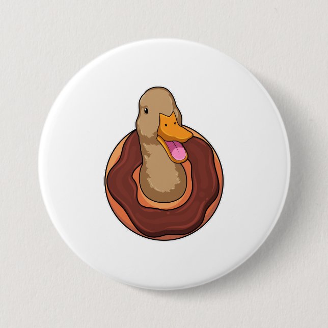 Chapa Redonda De 7 Cm Pato con Donut (Anverso)