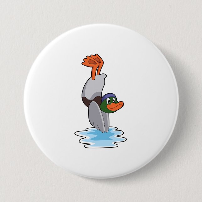 Chapa Redonda De 7 Cm Pato con soporte de mano en agua.PNG (Anverso)