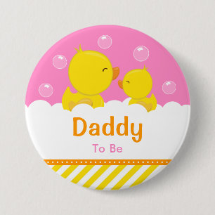 Chapa Redonda De 7 Cm Pato de Goma Amarillo y Rosa Papá para Ser