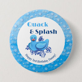 Chapa Redonda De 7 Cm Pato Quack y Splash cumpleaños 3