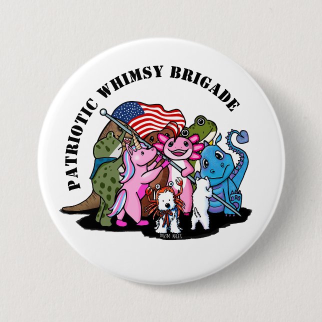 Chapa Redonda De 7 Cm Patriotic Whimsy Brigade (Anverso)