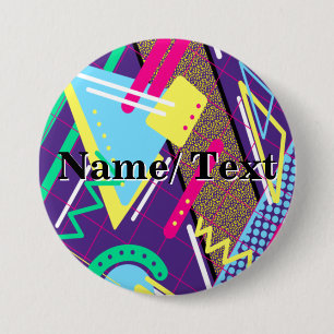 Chapa Redonda De 7 Cm Patrón 90, patrón retro púrpura vintage