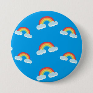 Chapa Redonda De 7 Cm Patrón Arcoiris con nubes