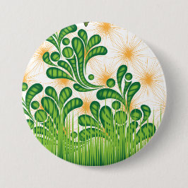 Chapa Redonda De 7 Cm Patrón artístico verde y dorado que representa un 