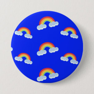 Chapa Redonda De 7 Cm Patrón de arco iris con nubes