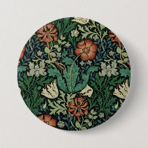Chapa Redonda De 7 Cm Patrón de Art Nouveau floral William Morris Compto