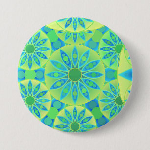 Chapa Redonda De 7 Cm Patrón de Mandala, turquesa, azul, verde tilo