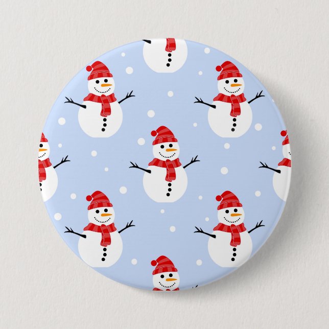 Chapa Redonda De 7 Cm Patrón de Snowman de los navidades (Anverso)