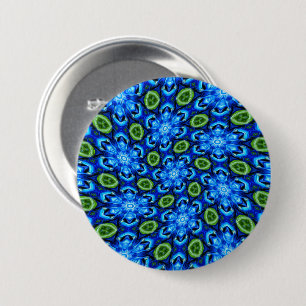 Chapa Redonda De 7 Cm Patrón floral azul abstracto