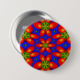 Chapa Redonda De 7 Cm Patrón floral rojo curado