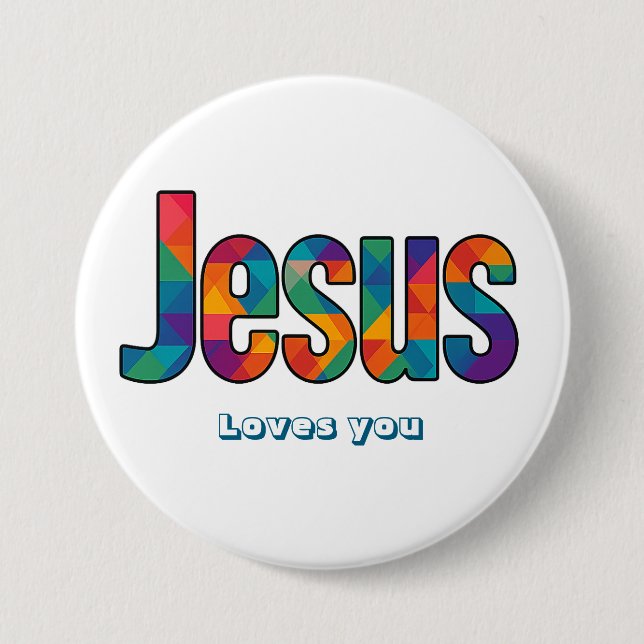 Chapa Redonda De 7 Cm patrón geométrico de Jesús (Anverso)