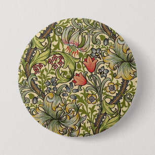 Chapa Redonda De 7 Cm Patrón restaurado de William Morris Golden Lily