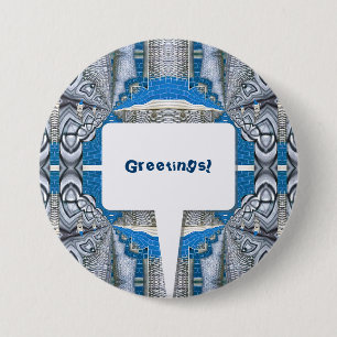 Chapa Redonda De 7 Cm Patrón y texto facial de diversión psicodélica