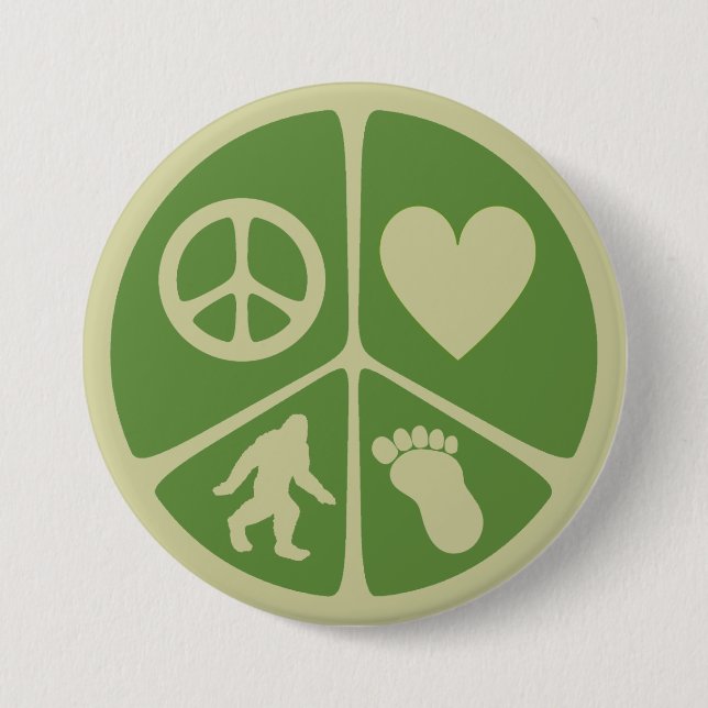 Chapa Redonda De 7 Cm Paz Amor Bigfoot (Anverso)