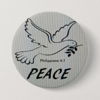 Chapa Redonda De 7 Cm Peace Dove Button with scripture