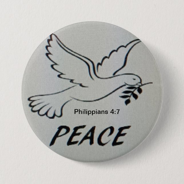 Chapa Redonda De 7 Cm Peace Dove Button with scripture (Anverso)
