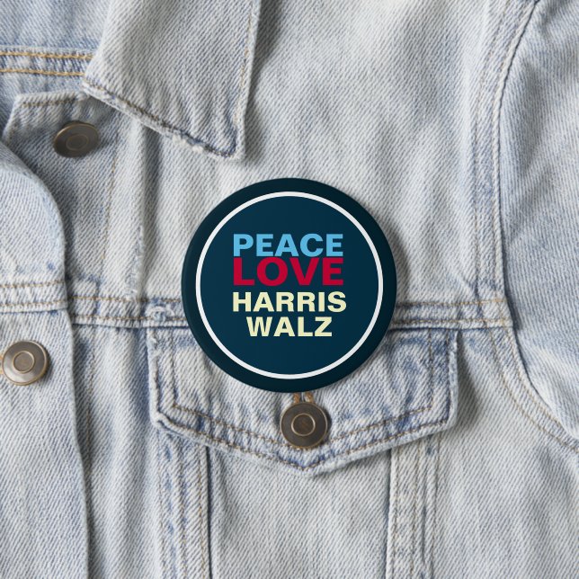 Chapa Redonda De 7 Cm PEACE LOVE HARRIS WALZ Mod (In situ)