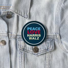 Chapa Redonda De 7 Cm PEACE LOVE HARRIS WALZ Mod