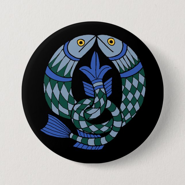 Chapa Redonda De 7 Cm Peces de Knot Celtic Medieval (Anverso)